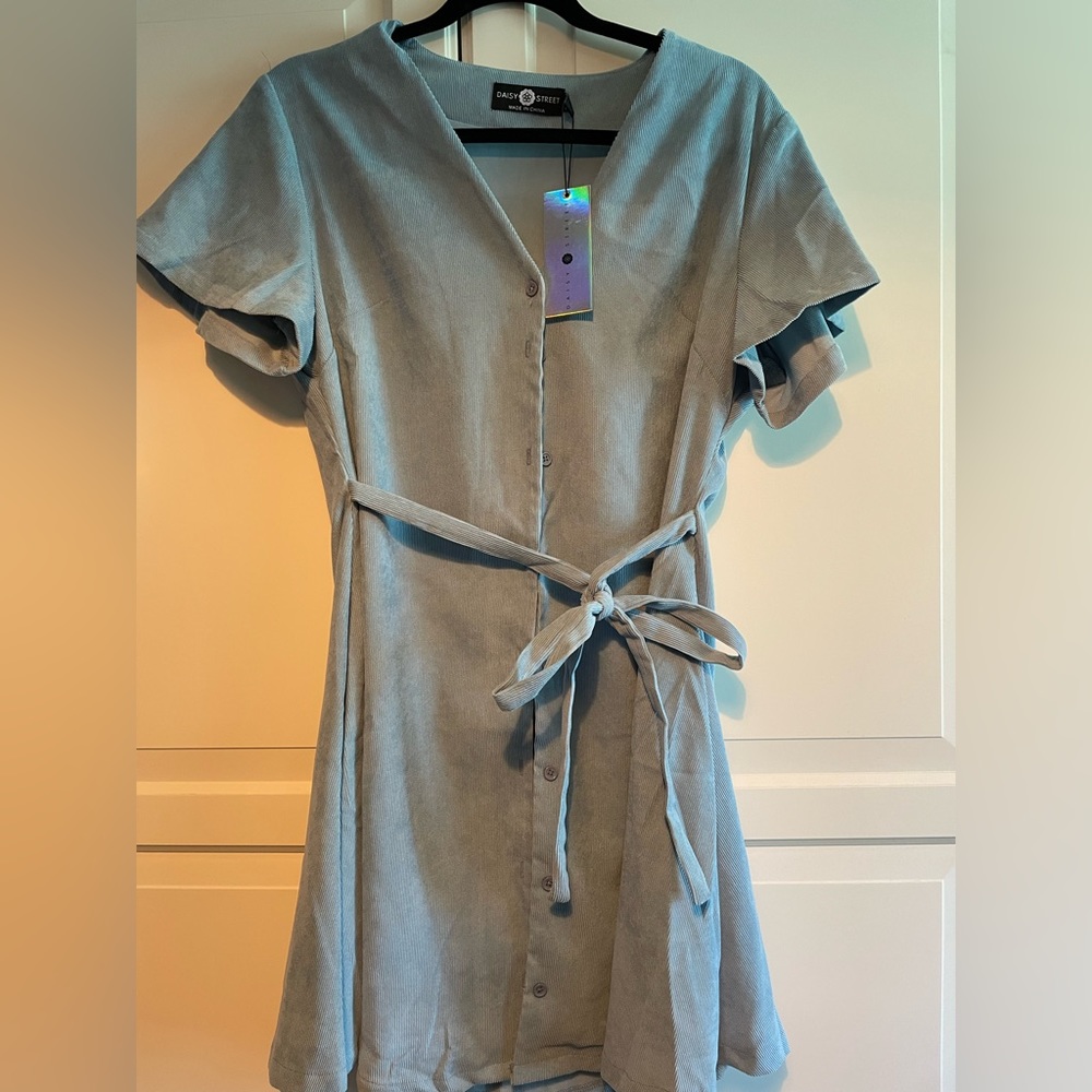 Daisy Street Button Down Baby Blue Mini Dress NWT